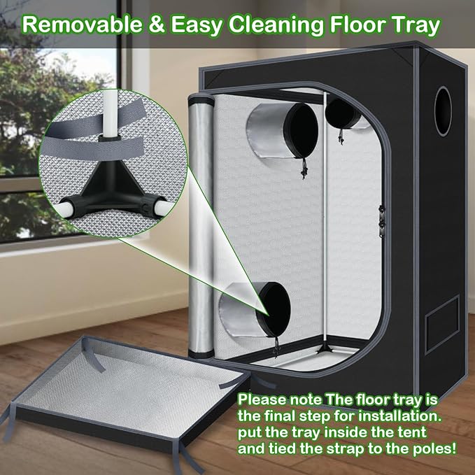 4x2 Grow Tent Plant Tent Dark Room, 600D Mylar Hydroponic 48"x24"x60" Grow Tent - Image 6