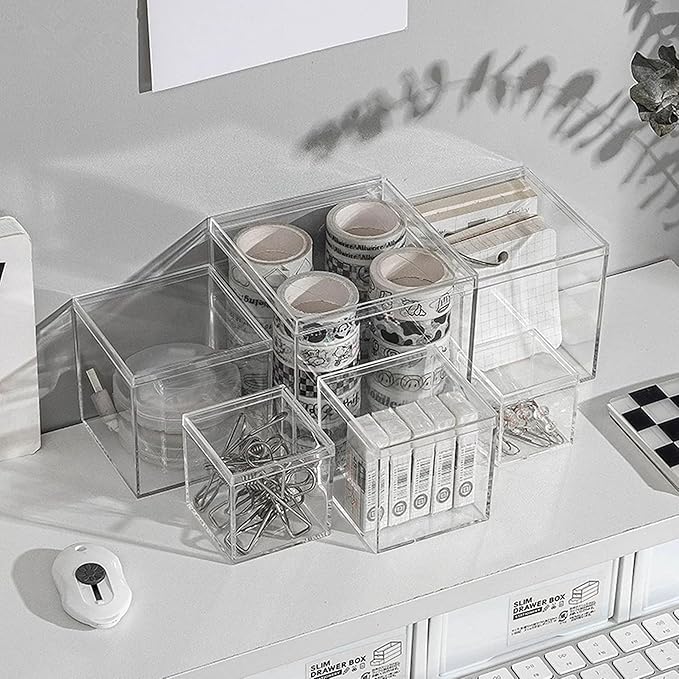 Acrylic Box Clear Box with Lid for Display, Plastic Square Cube 2 Pack Storage - Image 4
