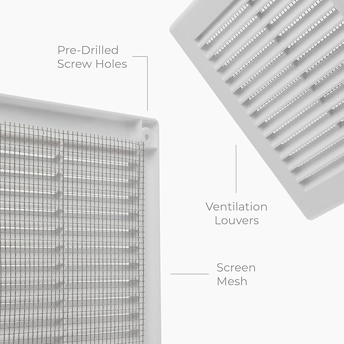 2-Pack 6" x 6" Square Air Vent Cover – White Plastic Vent Deflector - Image 7