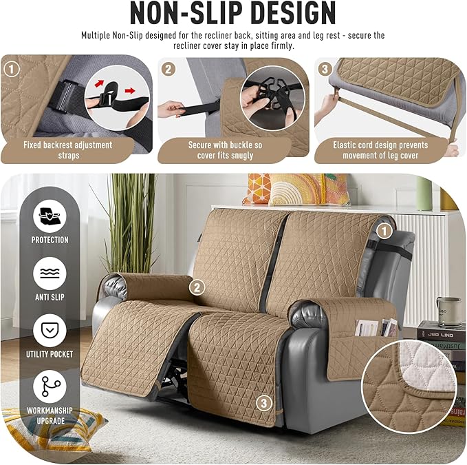 TAOCOCO 100% Waterproof Recliner Cover, Non-Slip Washable Reclining Couch Cover - Image 5