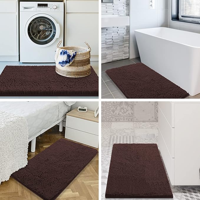Smiry Luxury Chenille Bathroom Rugs 45x27, Extra Soft and Absorbent Shaggy Bath - Image 9