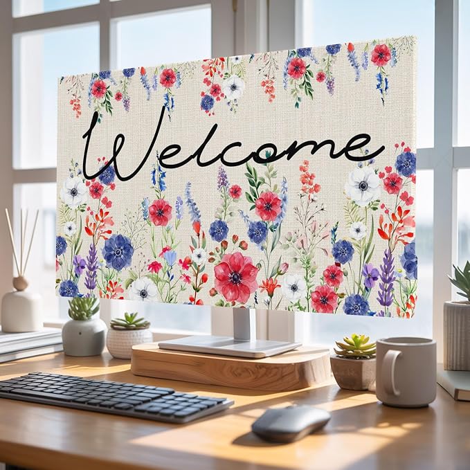 Watercolor Garden Poppy Floral Indoor TV Cover, Elastic TV Screen Protector - Image 4