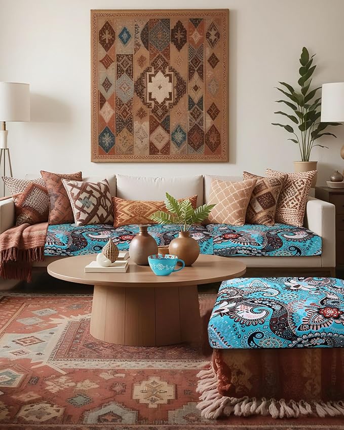 Fuloon Sofa Cushion Covers, Stretch Printed Seat Cushion Cover Couch Seat - Image 2