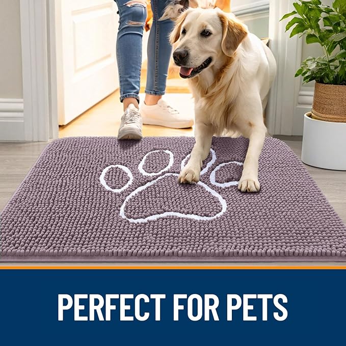 OLANLY Dog Door Mat for Muddy Paws 40x32, Paw Print Design, Absorbs Moisture - Image 6