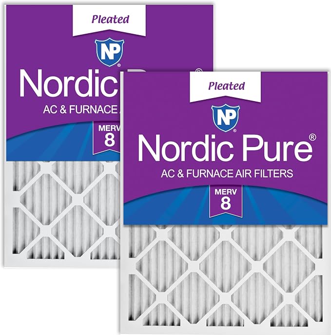 Nordic Pure 16x20x1 Pleated MERV 8 Air Filters 2 Pack by NordicPure