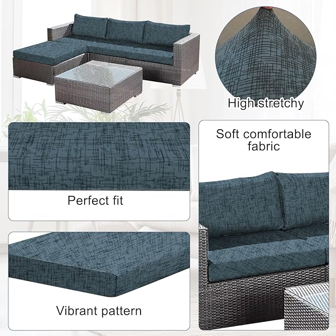 12Pcs Stretch Patio Cushion Covers Outdoor Couch Cover Replacement, Outdoor - Image 3