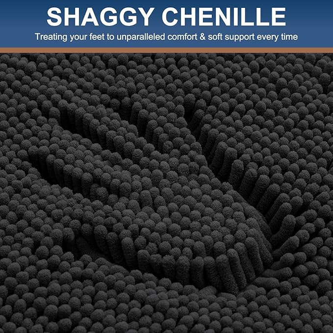 Smiry Luxury Chenille Toilet Rugs U-Shaped 20x20, Soft Absorbent Non-Slip - Image 3