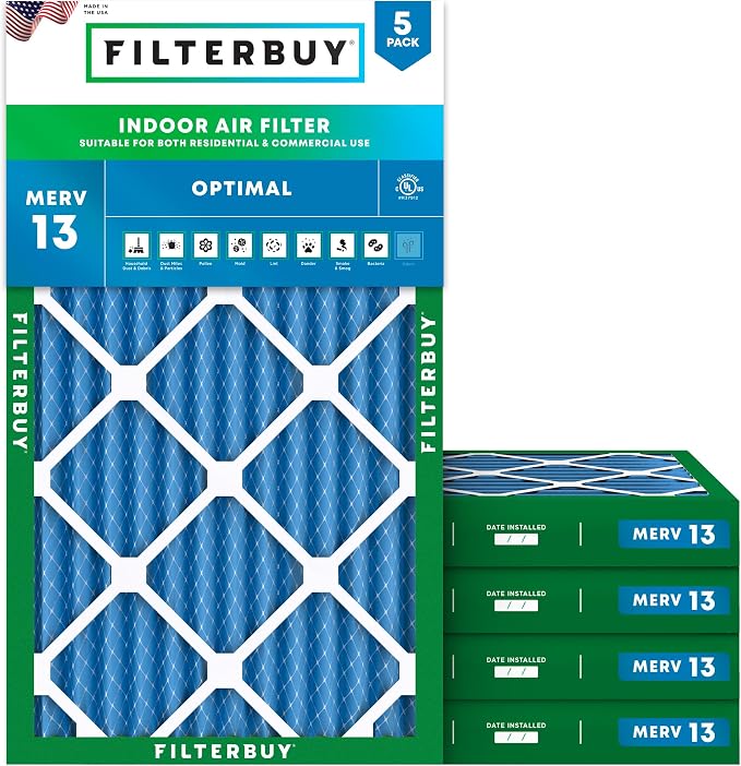Filterbuy 18x30x2 Air Filter MERV 13 Optimal Smoke & Allergy Defense, by Filterbuy