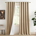 NICETOWN 100% Blackout Camel Linen Curtains 108 inches Length by NICETOWN