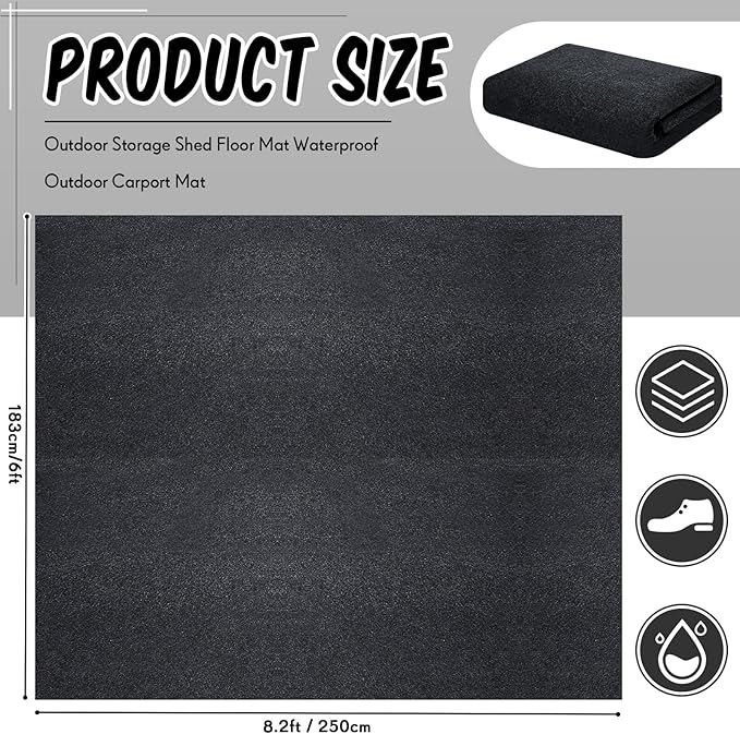 Haull Outdoor Storage Shed Floor Mat Waterproof Outdoor Carport Mat Thickened - Image 2