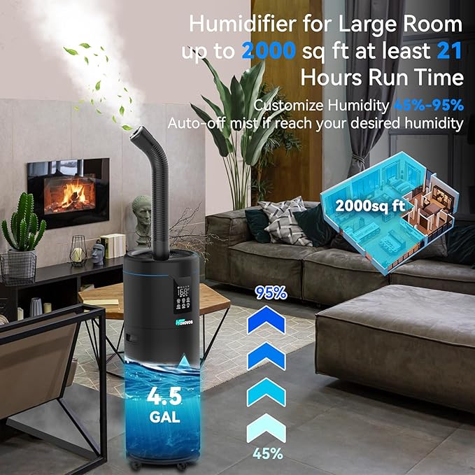 Humidifiers for Large Room Home Bedroom 2000 sq.ft. 17L/4.5Gal Large Humidifier - Image 7
