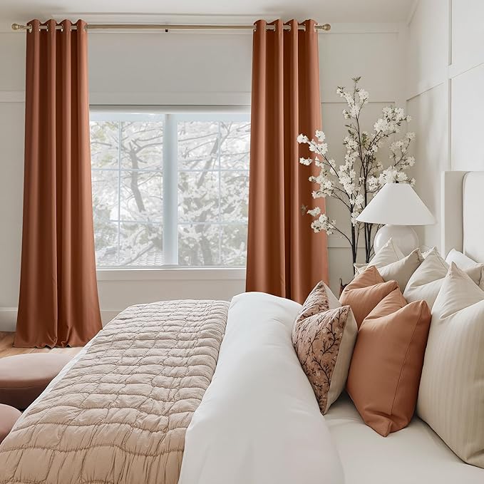 NICETOWN Room Darkening Draperies Curtains Panels, 2 Panels Burnt Orange W52 x - Image 3