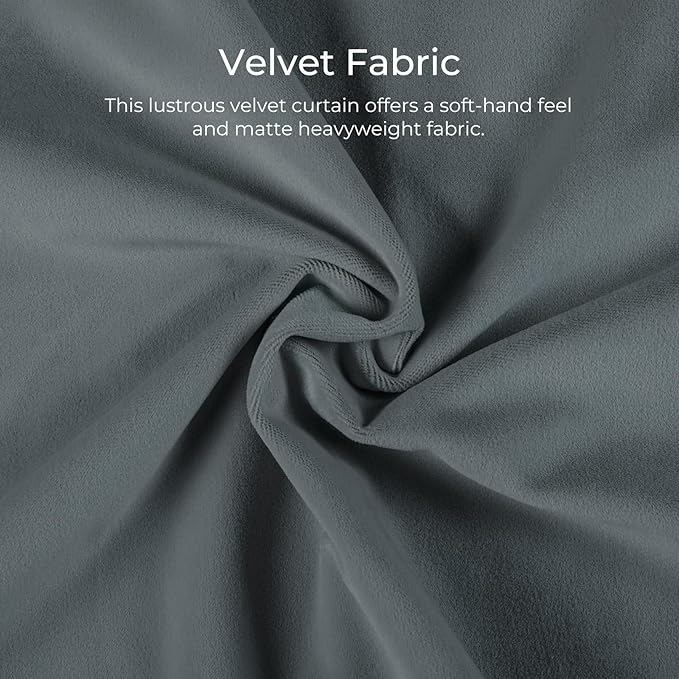 TWOPAGES Luxury Velvet Curtain Pinch Pleated Dark Grey Curtain 102 inch Long - Image 3