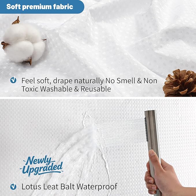 2-in-1 Waterproof Fabric Shower Curtain - Image 4