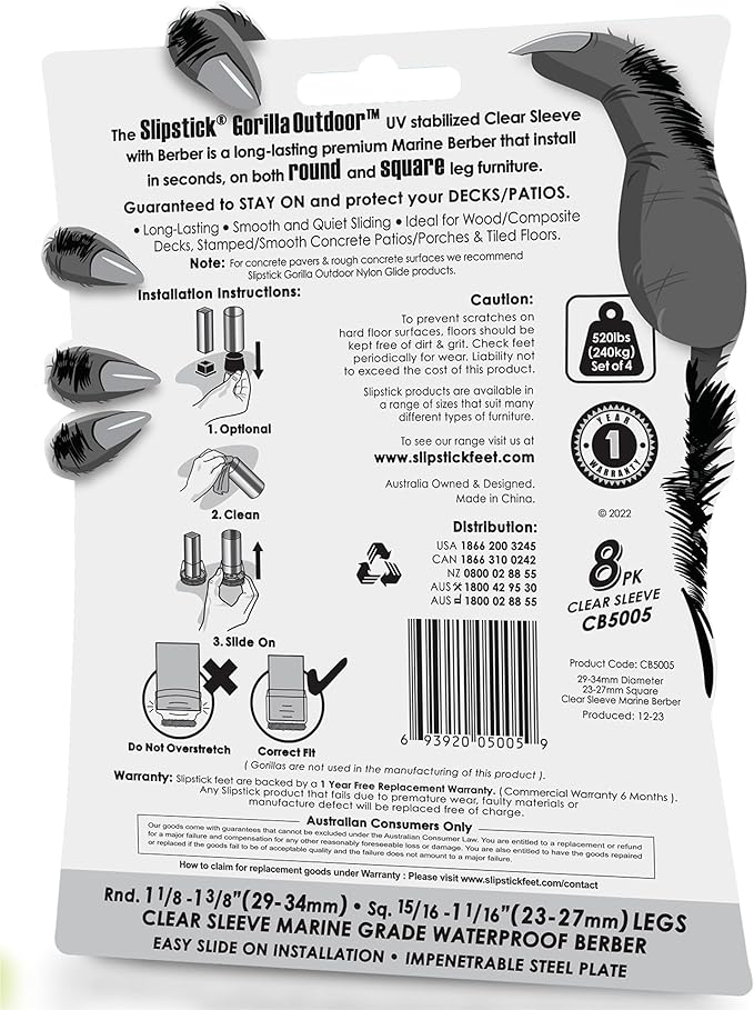 Slipstick GorillaOutdoor Berber Furniture Feet Pads - Image 6