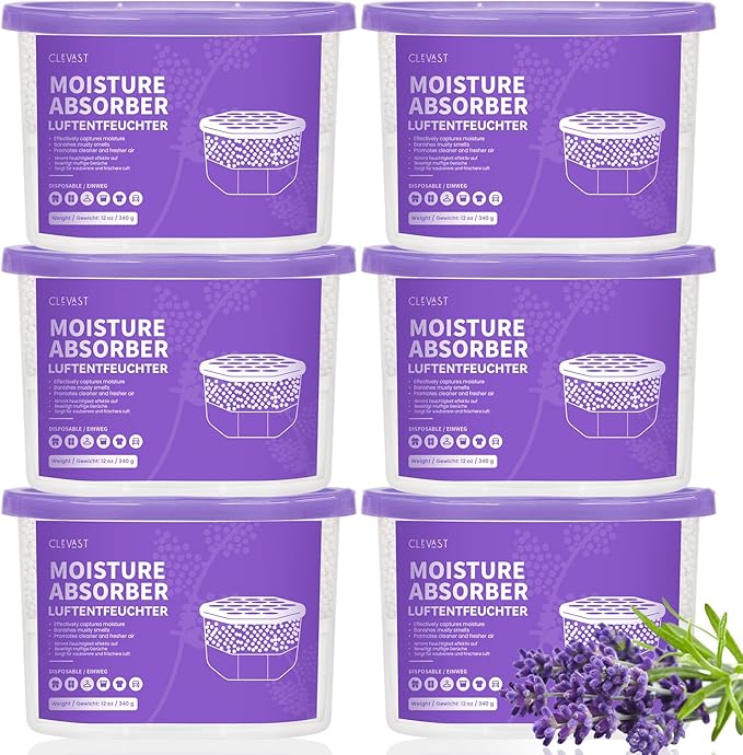 CLEVAST Moisture Absorber Boxes 6 Pack, 12 Oz Dehumidifier by CLEVAST