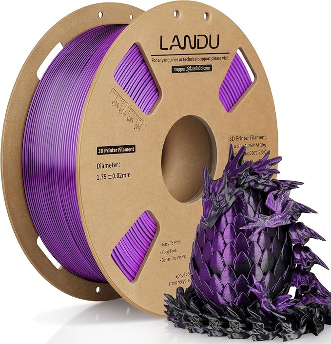 LANDU Silk Dual Color PLA Filament 1.75mm 1KG, 3D Printer Filament Dimensional by LANDU