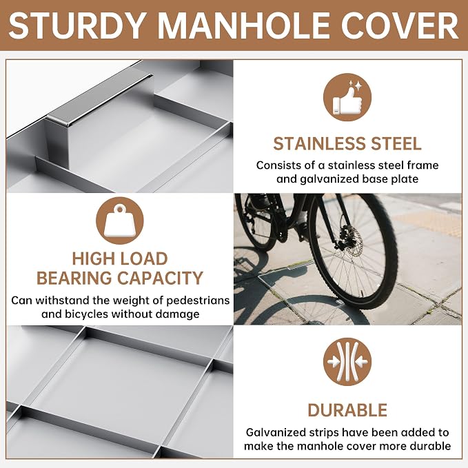 12x12 inch Stainless Steel Invisible Manhole Cover and Frame, Square Recessed - Image 5
