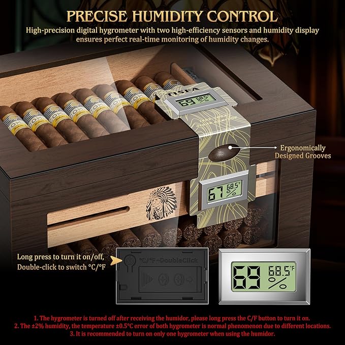 TISFA Cigar Humidor Cedar Wood Cigar Box - Image 9