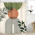 Green Boho Shower Curtain 60Wx72H Abstract Bohemian Modern Leaves Mid Century by MitpokBrand
