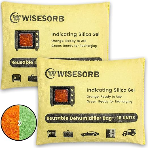 2 Pack 500G Reusable Silica Gel Desiccant Dehumidifier Bags, Color Indicating by Wisesorb