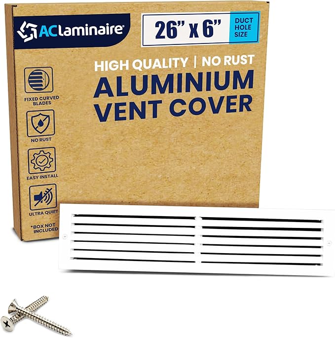 26x6 Inch Air Return Vent Cover Decorative – Premium Aluminum AC Vent Cover by LAMINAIRE