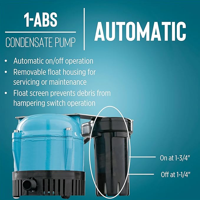 Little Giant 1-ABS 115-volt, 1/150 HP, 205 GPH Automatic Shallow Pan Condensate - Image 7