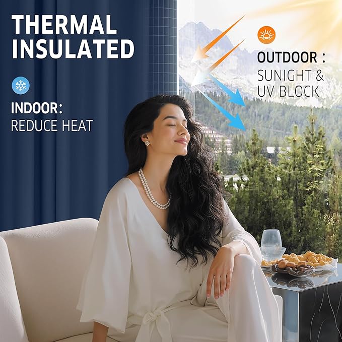 RYB HOME Outdoor Curtains for Patio Waterproof Tab Top Block Sunlight Thermal - Image 3