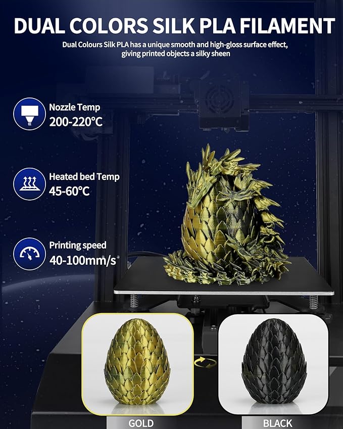 LANDU Silk Dual Color PLA Filament 1.75mm 1KG, 3D Printer Filament Dimensional - Image 3