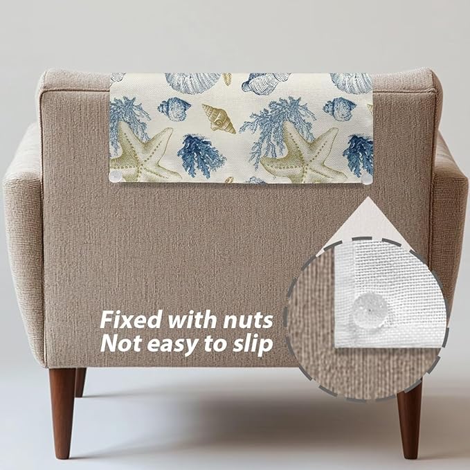 Beach Starfish Seashell Cover for Recliner Non-Slip Peach Flower Furniture - Image 4