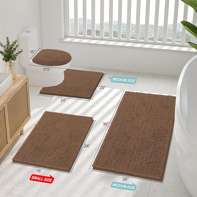 Smiry Luxury Chenille Bathroom Rugs 24x16, Extra Soft and Absorbent Shaggy Bath - Image 2