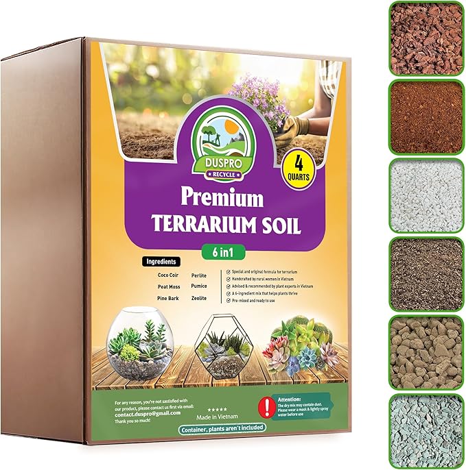 DUSPRO Recycle Premium 6in1 Terrarium Soil Mix – Pre-Mixed Terrarium Substrate by DUSPRO