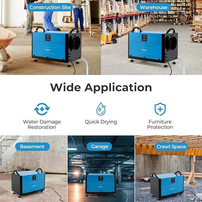 COSTWAY 155 PPD Commercial Dehumidifier, 1900 Sq.Ft Crawl Space Dehumidifier - Image 7