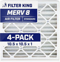 Filter King 10.5x10.5x1 Air Filter | 4-PACK | MERV 8 HVAC Pleated A/C Furnace by FilterKing