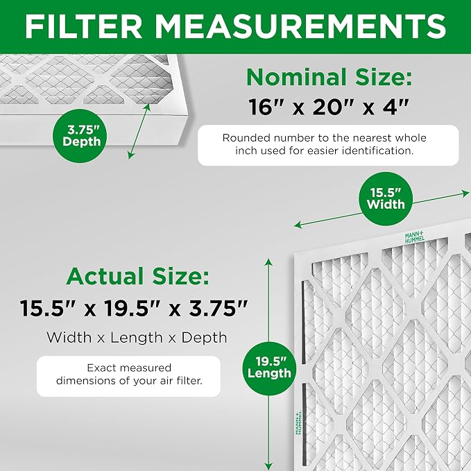 Mann+Hummel 16x20x4 MERV 11 Pleated HVAC AC Furnace Air Filters. Quantity 2. - Image 2