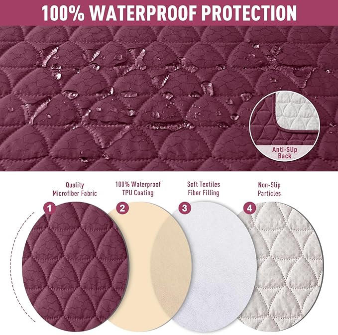 TAOCOCO 100% Waterproof Recliner Cover, Non-Slip Washable Reclining Couch Cover - Image 4