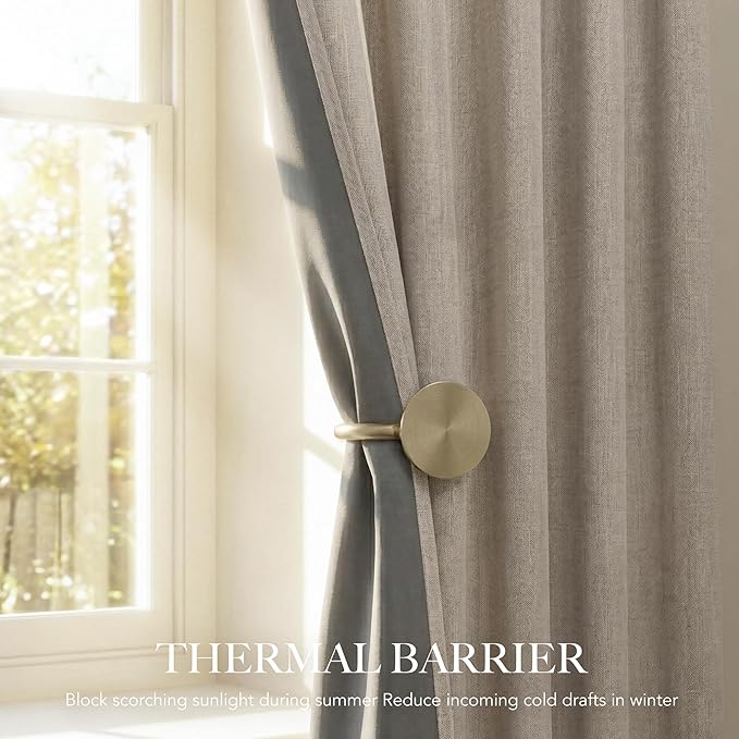 RYB HOME Linen Textured 100% Blackout Curtains - Image 4