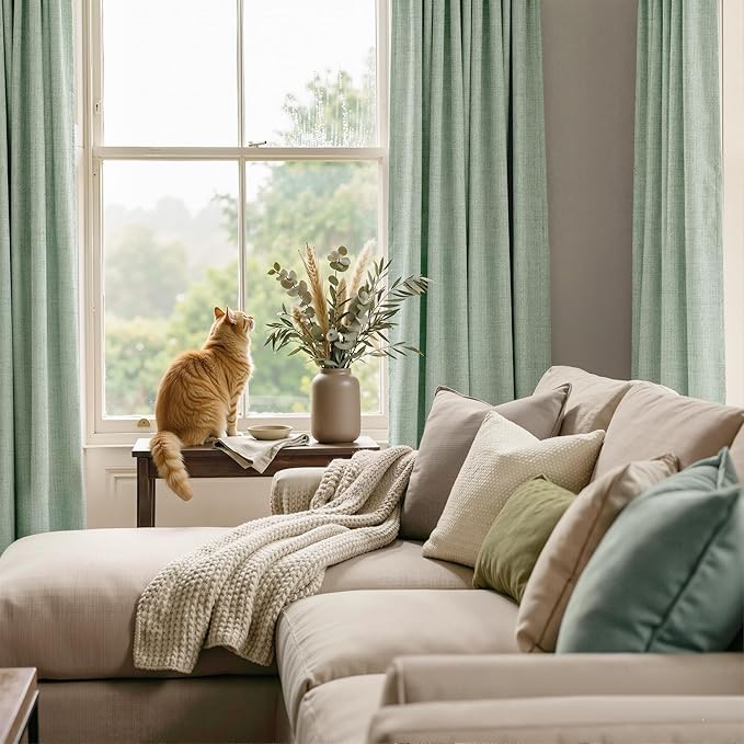 RYB HOME Sage Green 100% Blackout Curtains 102 inches Long, Thermal Insulated - Image 6