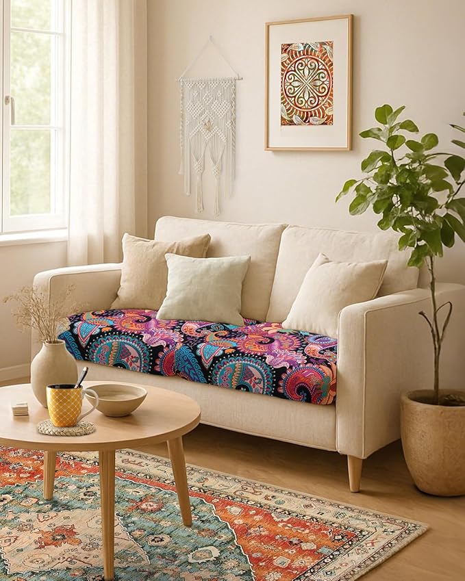 Fuloon Sofa Cushion Covers, Stretch Printed Seat Cushion Cover Couch Seat - Image 2