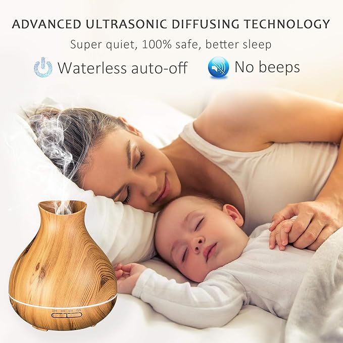 BZseed Aromatherapy Essential Oil Diffuser 550ml 12 Hours Wood Grain Aroma - Image 2
