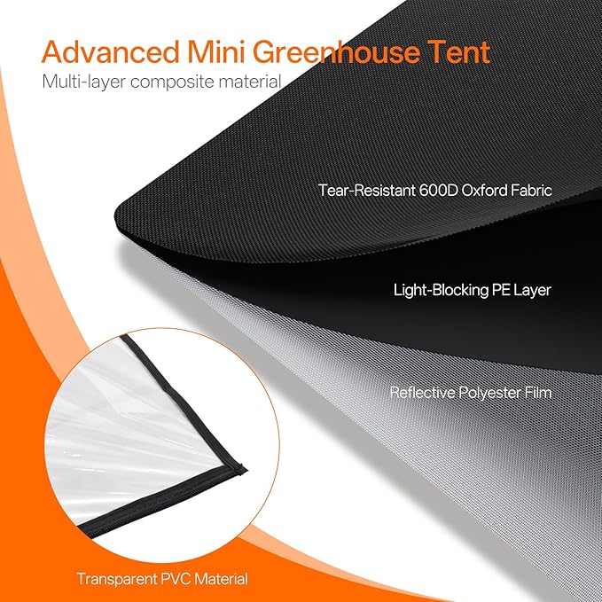 Bstrip Indoor Greenhouse with Grow Light, Plant Stand with 4 Pack 24W Full - Image 6