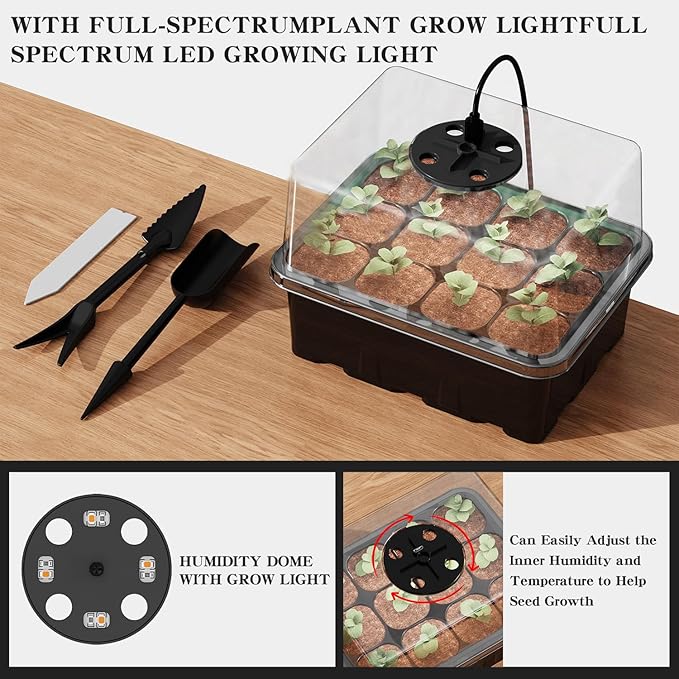 NBPLUS Seed Starter Tray with Grow Light, 5 Pack 60 Cells Seed Starter kit with - Image 2