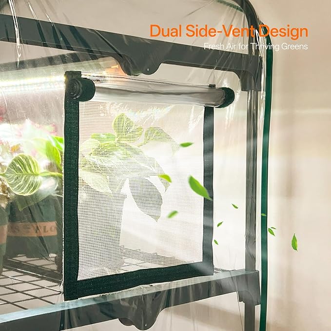Bstrip Indoor Greenhouse with Grow Light, 4-Tier Mini Green House, Zippered PVC - Image 3