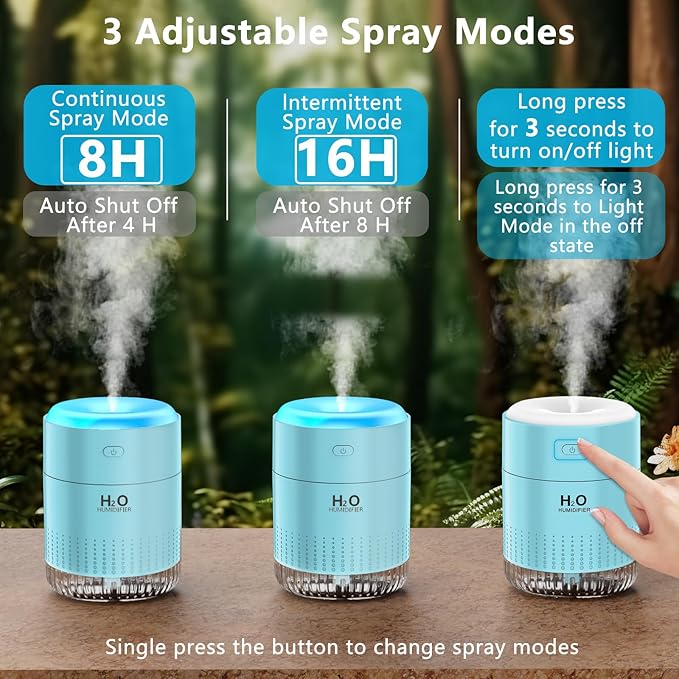 SZO Portable Mini Humidifier, 500ML USB Personal Cool Mist Humidifiers - Image 4