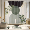4 PCS Dark Green Boho 72Wx72H Shower Curtain Set Modern Mid Century Leaves by MitpokBrand