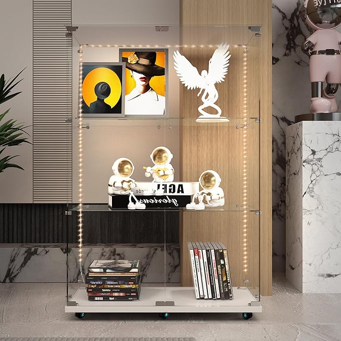 Yoluckea 3 Tiers Glass Display Cabinet by Yoluckea