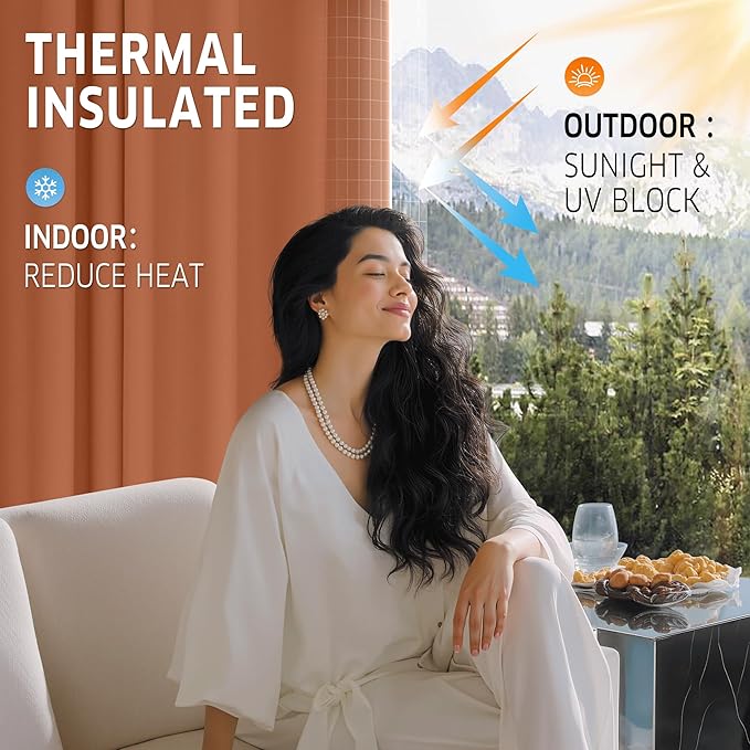 RYB HOME Outdoor Curtains for Patio Waterproof Tab Top Block Sunlight Thermal - Image 4