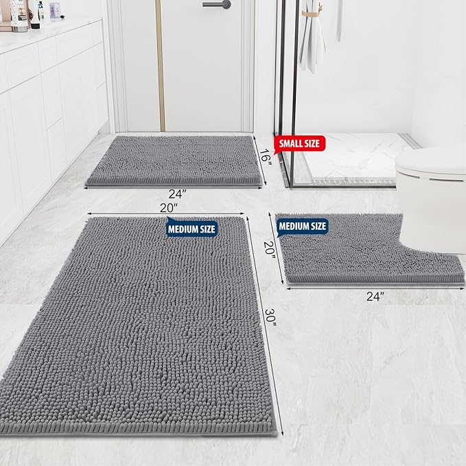 Smiry Luxury Chenille Bathroom Rugs 59x24, Extra Soft and Absorbent Shaggy Bath - Image 2