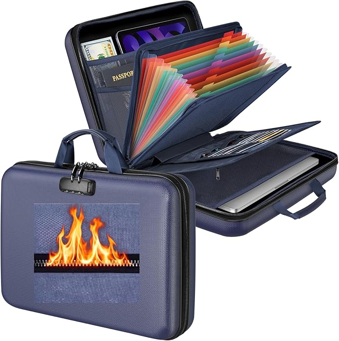Fireproof Document Organizer Bag, 5200℉ File Organizer Safe Box, Hard Shell - Image 2