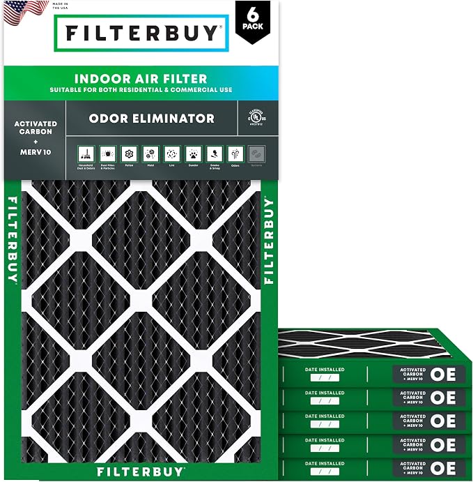 Filterbuy 10x20x1 Air Filter MERV 10 Odor & Allergy Defense by Filterbuy